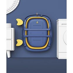 Babyhug Foldable Baby Bath Tub with Drain Plug in Crab Shape - Blue