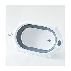 Babyhug Foldable Baby Bath Tub with Drain Plug - Grey