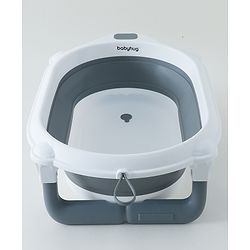 Babyhug Foldable Baby Bath Tub with Drain Plug - Grey