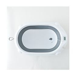 Babyhug Foldable Baby Bath Tub with Drain Plug & Temperature indicator- Grey