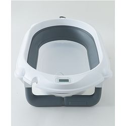 Babyhug Foldable Baby Bath Tub with Drain Plug & Temperature indicator- Grey