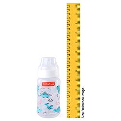 Babyhug Wide Neck Feeding Bottle with Silicone Nipple Dino Print - 250ml| Microwave and Sterilizer Safe| BPA Free| Easy to Clean & Hygienic| Measuring Scale| Anti-colic| Leak Proof