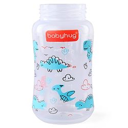 Babyhug Wide Neck Feeding Bottle with Silicone Nipple Dino Print - 250ml| Microwave and Sterilizer Safe| BPA Free| Easy to Clean & Hygienic| Measuring Scale| Anti-colic| Leak Proof