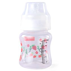 Babyhug Wide Neck Feeding Bottle with Silicone Nipple Dino Print - 250ml| Microwave and Sterilizer Safe| BPA Free| Easy to Clean & Hygienic| Measuring Scale| Anti-colic| Leak Proof