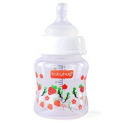 Babyhug Wide Neck Feeding Bottle with Silicone Nipple Dino Print - 250ml| Microwave and Sterilizer Safe| BPA Free| Easy to Clean & Hygienic| Measuring Scale| Anti-colic| Leak Proof