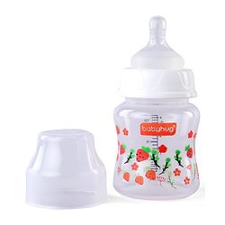 Babyhug Wide Neck Feeding Bottle with Silicone Nipple Dino Print - 250ml| Microwave and Sterilizer Safe| BPA Free| Easy to Clean & Hygienic| Measuring Scale| Anti-colic| Leak Proof