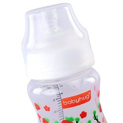 Babyhug Wide Neck Feeding Bottle with Silicone Nipple Dino Print - 250ml| Microwave and Sterilizer Safe| BPA Free| Easy to Clean & Hygienic| Measuring Scale| Anti-colic| Leak Proof