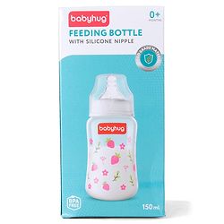 Babyhug Wide Neck Feeding Bottle with Silicone Nipple Dino Print - 250ml| Microwave and Sterilizer Safe| BPA Free| Easy to Clean & Hygienic| Measuring Scale| Anti-colic| Leak Proof