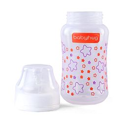 Babyhug Wide Neck Feeding Bottle with Silicone Nipple Dino Print - 250ml| Microwave and Sterilizer Safe| BPA Free| Easy to Clean & Hygienic| Measuring Scale| Anti-colic| Leak Proof
