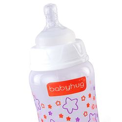 Babyhug Wide Neck Feeding Bottle with Silicone Nipple Dino Print - 250ml| Microwave and Sterilizer Safe| BPA Free| Easy to Clean & Hygienic| Measuring Scale| Anti-colic| Leak Proof
