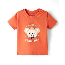 Babyhug Cotton Knit Half Sleeves Night Suit With Money Print - Orange