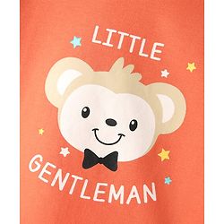 Babyhug Cotton Knit Half Sleeves Night Suit With Money Print - Orange