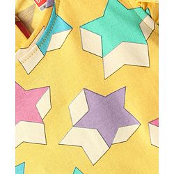 Babyhug Cotton Knit Frill Sleeves Co-ords Shorts Night Wear With Star Print - Yellow