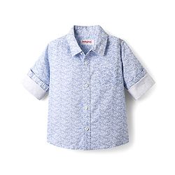Babyhug Cotton Woven Full Sleeves Printed Shirt & Denim Jeans Set - Blue