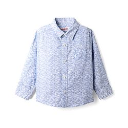 Babyhug Cotton Woven Full Sleeves Printed Shirt & Denim Jeans Set - Blue