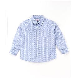 Babyhug Cotton Woven Full Sleeves Printed Shirt & Denim Jeans Set - Blue