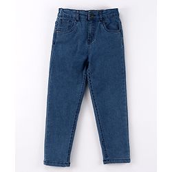 Babyhug Cotton Woven Full Sleeves Printed Shirt & Denim Jeans Set - Blue