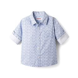 Babyhug Cotton Woven Full Sleeves Printed Shirt & Denim Jeans Set - Blue