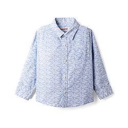 Babyhug Cotton Woven Full Sleeves Printed Shirt & Denim Jeans Set - Blue