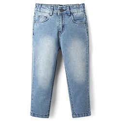 Babyhug Cotton Woven Full Sleeves Printed Shirt & Denim Jeans Set - Blue