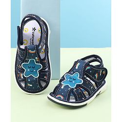 Cute Walk by Babyhug Sandals with Velcro Closure & Star Applique - Navy Blue