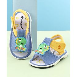 Cute Walk by Babyhug Sandals with Velcro Closure & Dino Applique - Royal Blue