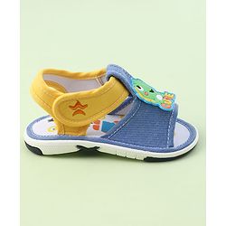 Cute Walk by Babyhug Sandals with Velcro Closure & Dino Applique - Royal Blue