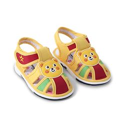 Cute Walk by Babyhug Sandals with Velcro Closure & Teddy Applique - Yellow