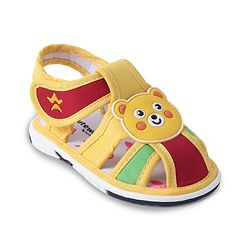 Cute Walk by Babyhug Sandals with Velcro Closure & Teddy Applique - Yellow