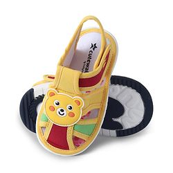 Cute Walk by Babyhug Sandals with Velcro Closure & Teddy Applique - Yellow