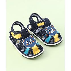 Cute Walk by Babyhug Sandals with Velcro Closure & Teddy Applique - Yellow