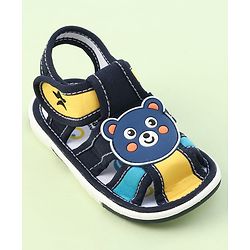 Cute Walk by Babyhug Sandals with Velcro Closure & Teddy Applique - Yellow