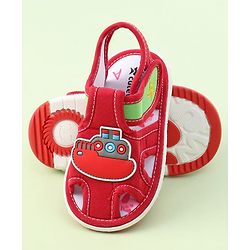 Cute Walk by Babyhug Sandals with Velcro Closure & Ship Applique - Red