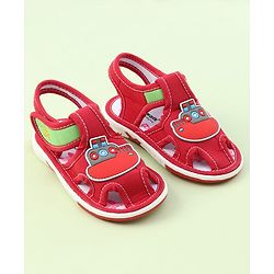 Cute Walk by Babyhug Sandals with Velcro Closure & Ship Applique - Red