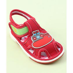 Cute Walk by Babyhug Sandals with Velcro Closure & Ship Applique - Red