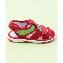 Cute Walk by Babyhug Sandals with Velcro Closure & Ship Applique - Red