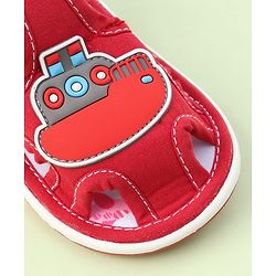 Cute Walk by Babyhug Sandals with Velcro Closure & Ship Applique - Red