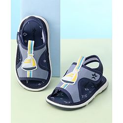 Cute Walk by Babyhug Sandals with Velcro Closure & Yatch Applique - Navy Blue