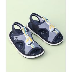 Cute Walk by Babyhug Sandals with Velcro Closure & Yatch Applique - Navy Blue