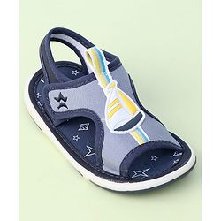 Cute Walk by Babyhug Sandals with Velcro Closure & Yatch Applique - Navy Blue
