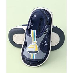 Cute Walk by Babyhug Sandals with Velcro Closure & Yatch Applique - Navy Blue