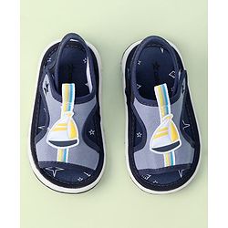 Cute Walk by Babyhug Sandals with Velcro Closure & Yatch Applique - Navy Blue