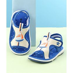Cute Walk by Babyhug Sandals with Velcro Closure & Yatch Applique - Blue