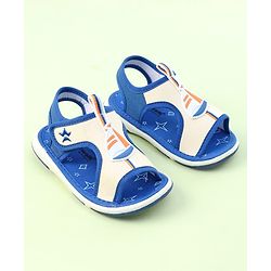 Cute Walk by Babyhug Sandals with Velcro Closure & Yatch Applique - Blue