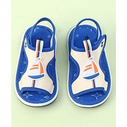 Cute Walk by Babyhug Sandals with Velcro Closure & Yatch Applique - Blue