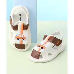 Cute Walk by Babyhug Velcro Closure Sandals With Car Applique - Brown