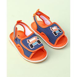 Cute Walk By Babyhug Sandals With Velcro Closure & Vehicle Applique - Red