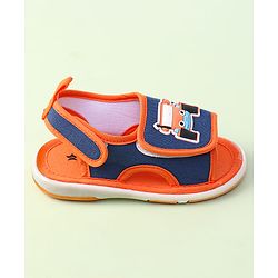 Cute Walk By Babyhug Sandals With Velcro Closure & Vehicle Applique - Red
