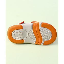 Cute Walk By Babyhug Sandals With Velcro Closure & Vehicle Applique - Red