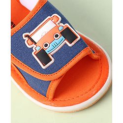 Cute Walk By Babyhug Sandals With Velcro Closure & Vehicle Applique - Red